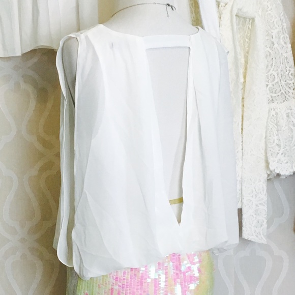 White/Ivory with Pink & Yellow Sequins Mini Dress - Picture 4 of 5